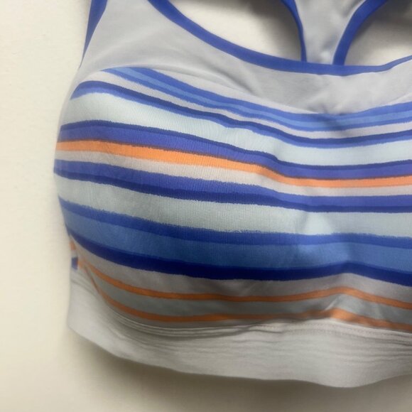 Brooks Womens Striped Racerback Sports Bra With Adjustable Straps & Hook Closure - Picture 2 of 8